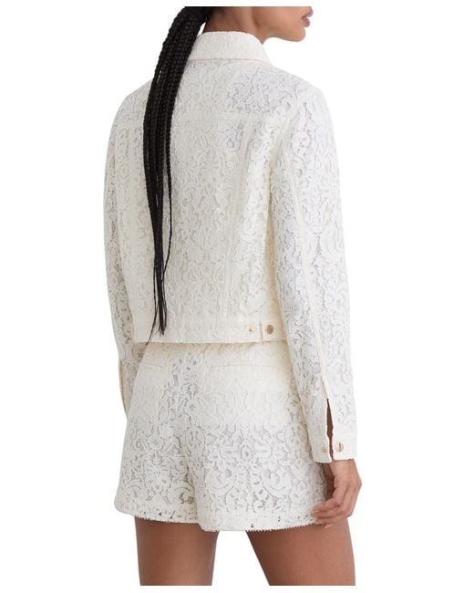 Reiss White Collared Lace Press-stud Jacket