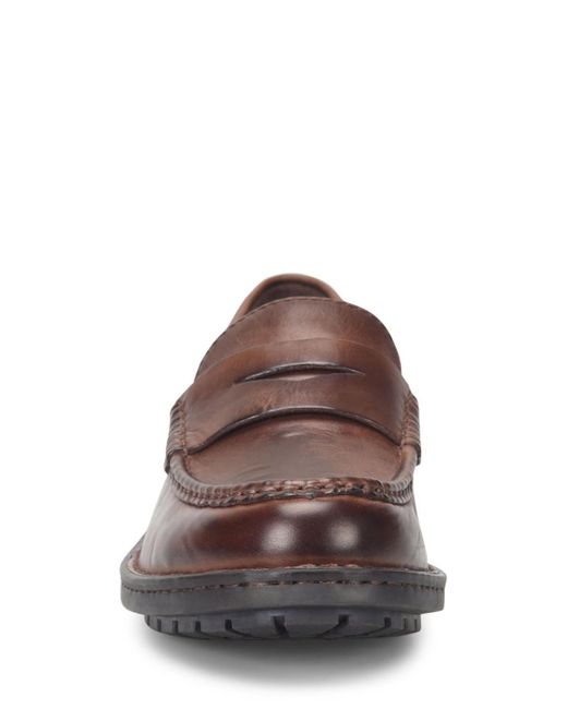 Born Brown Langley Leather Slip On Penny Loafers for men