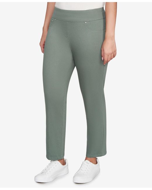 Ruby Rd Green Petite Soft Denim Faux Pocket Pants