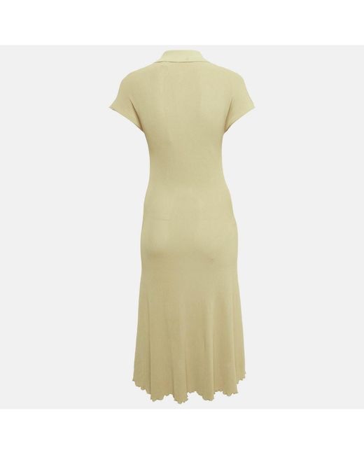 Pre-owned Burberry White Sage Green Stretch Knit Midi Dress