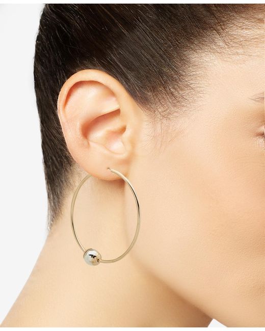 DKNY Metallic Two-tone Large Bead Hoop Earrings