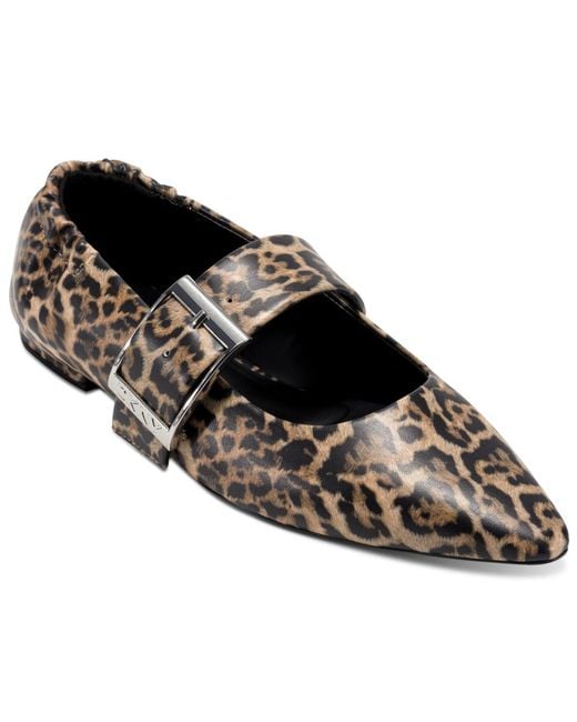 DKNY Black Cormic Pointed Toe Ballet Flat With Belt Strap