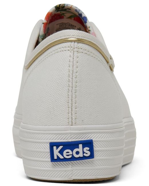 Keds White X Rifle Paper Co Triple Kick Colette Jacquard Lace Up Platform Casual Sneakers From Finish Line