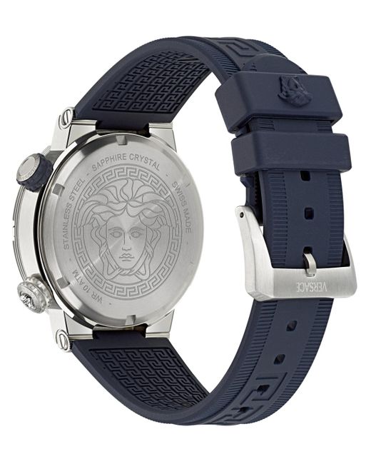 Versace Swiss Blue Rubber Strap Watch 43mm for men