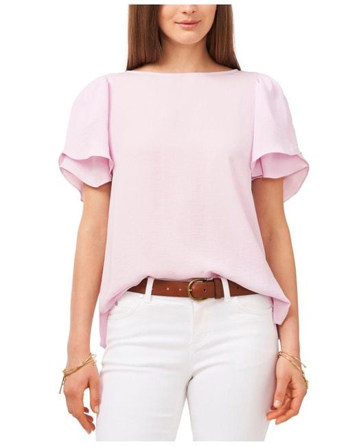Vince Camuto Pink Tulip-sleeve Top