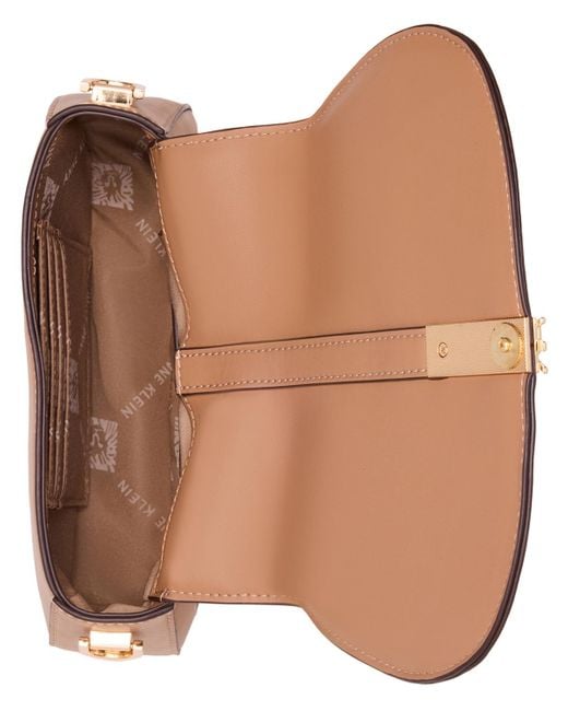 Anne Klein Brown Convertible Strap Small Saddle Bag
