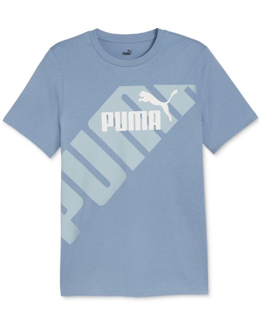 PUMA Blue Power Logo Graphic Crewneck T-shirt for men