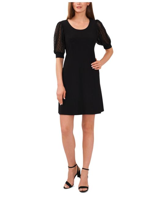 Msk Black Contrast-sleeve Jersey Shift Dress