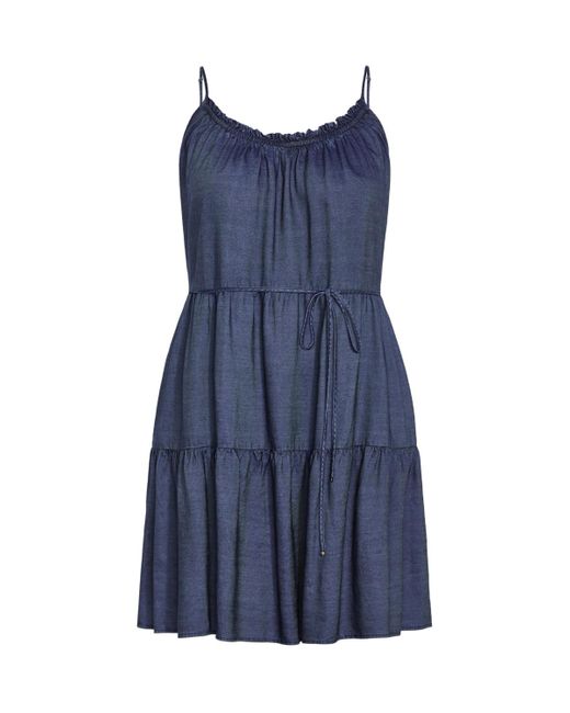 City Chic Blue Plus Size Sweet Tiers Mini Dress