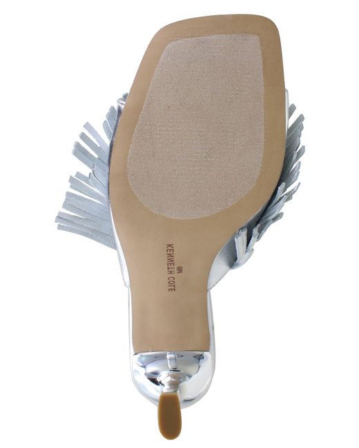 Kenneth Cole White Darby Fringe Slip On Dress Sandals