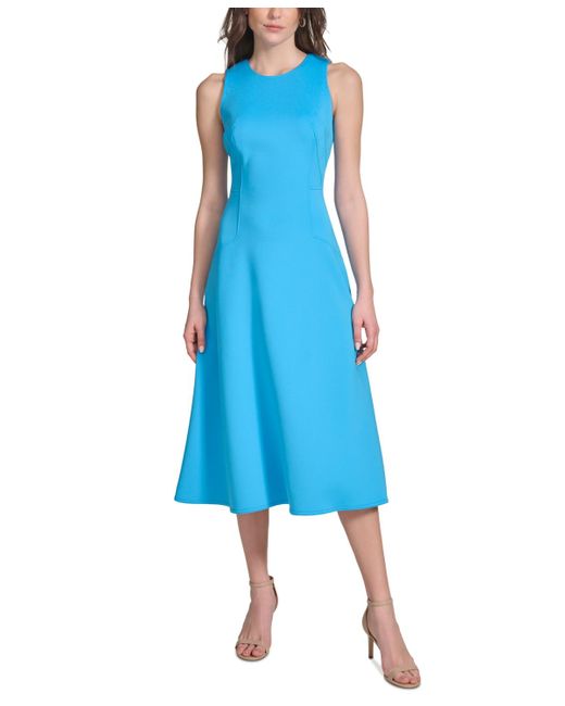 Calvin Klein Blue A-line Midi Dress
