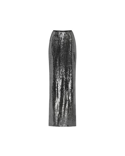Millà White Dramatic Fitted Sequined Maxi Skirt