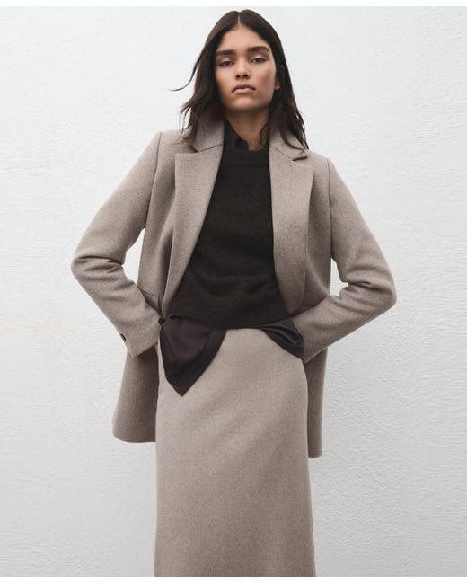 Mango Natural Double-breasted Wool Coat