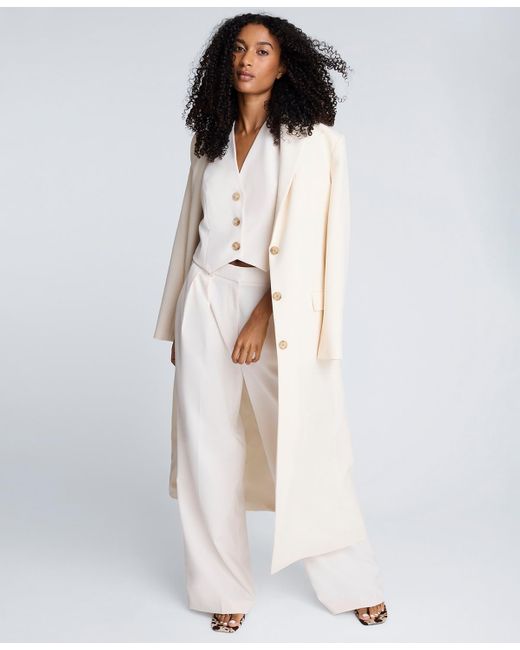 Kenneth Cole White Luxe Twill High Rise Wide Leg Pants