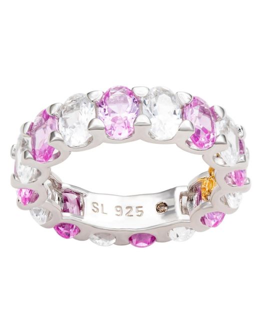 SUZY LEVIAN NEW YORK Sterling Silver Oval Sapphire And Created White Sapphire Eternity Band