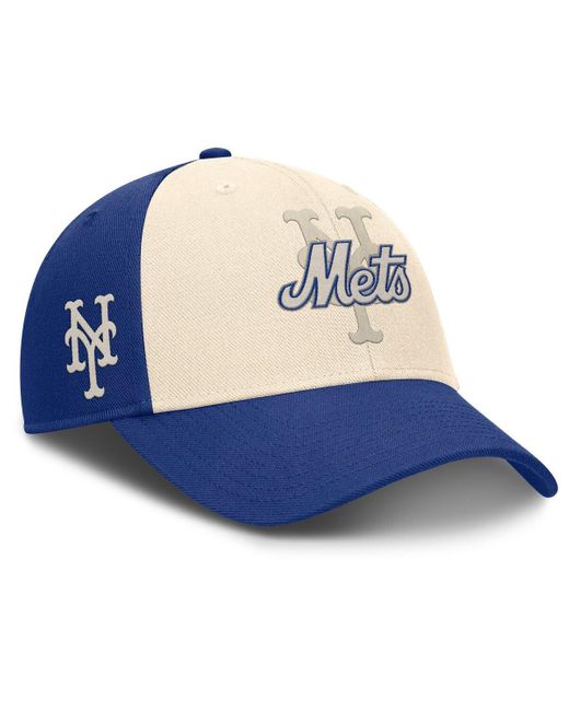 Nike Blue Royal/natural New York Mets Statement Club Performance Adjustable Hat for men