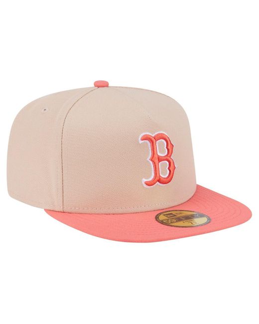 KTZ Pink Light Beige/coral Boston Red Sox Two-tone Color Pack A-frame 59fifty Fitted Hat