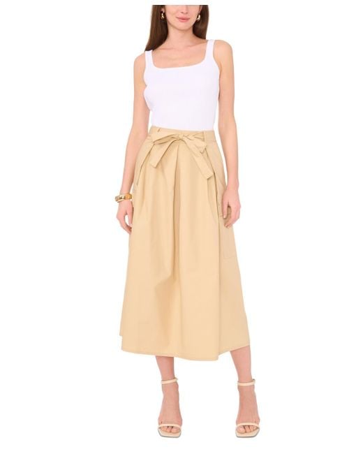 Vince Camuto Natural Cotton A-line Midi Cargo Skirt