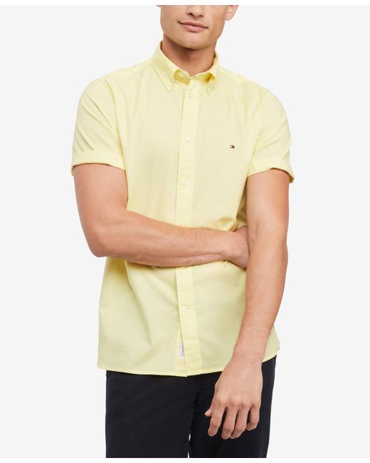 Tommy Hilfiger Natural Short Sleeve Flex Poplin Button-down Shirt for men