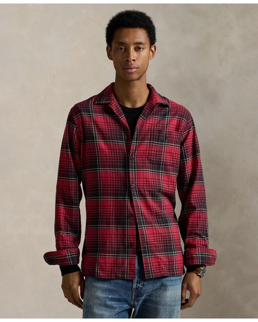 Polo Ralph Lauren Red Brushed Performance Long Sleeve Shirt for men