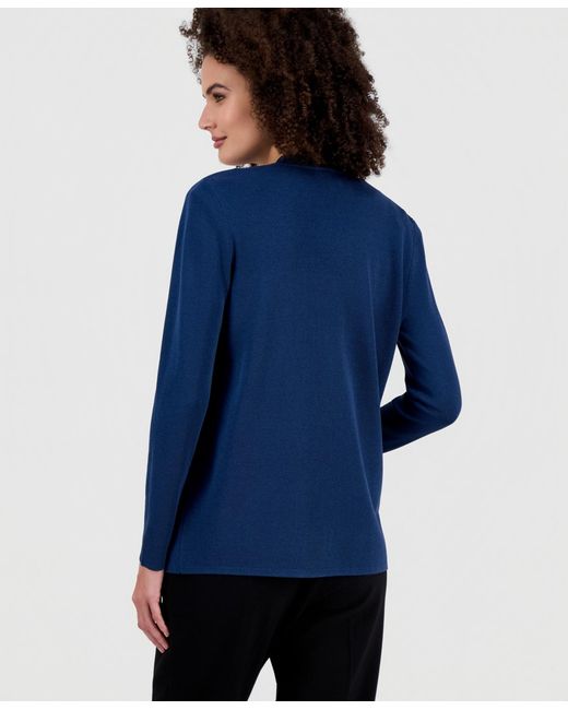 Anne Klein Blue Malibu Fine Rib Open-front Cardigan