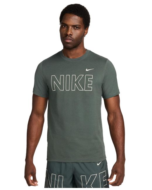 Nike Green Sportswear Logo Graphic Short Sleeve Crewneck T-shirt for men