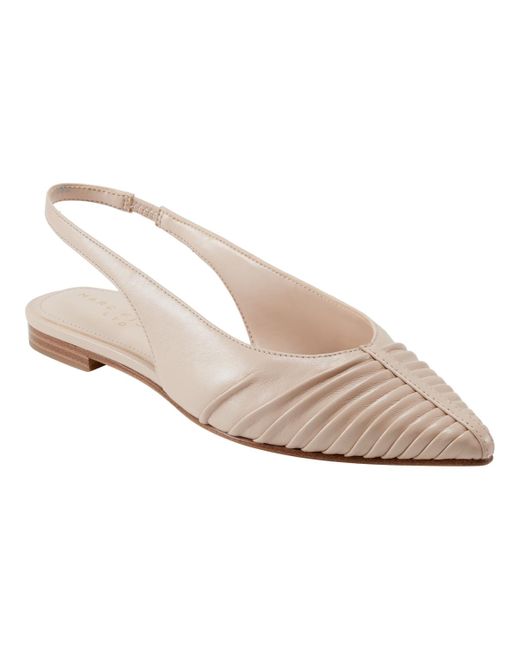 Marc Fisher White Dalatee Ruched Slingback Flats