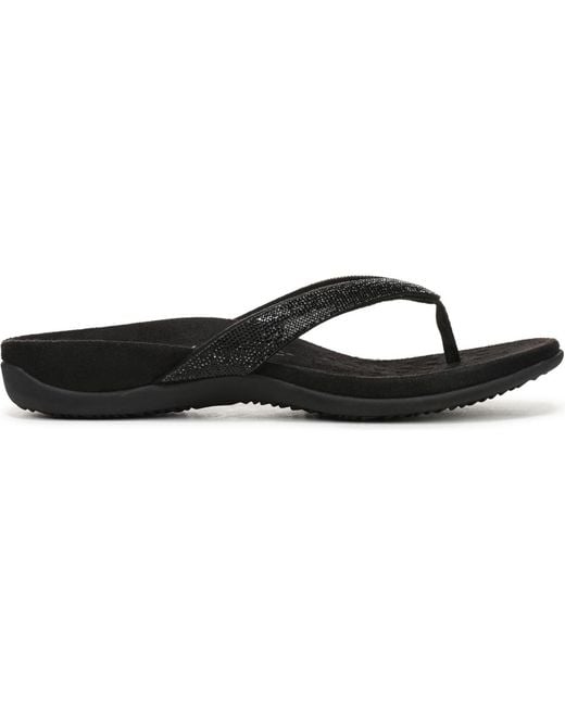 Vionic Black Dillon Shine Thong Sandals