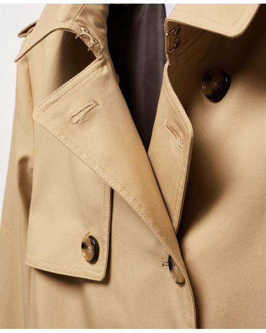 Mango Blue Belted Classic Trench Coat