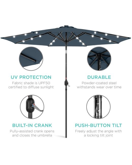 Best Choice Products Blue 10ft Solar Led Lighted Patio Umbrella W/ Tilt Adjustment