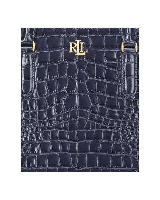 Ralph Lauren Blue Embossed Leather Large Marcy Satchel