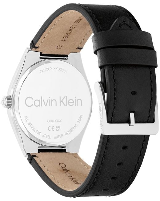 Calvin Klein Black Ck Motion Leather Strap Watch 39mm for men