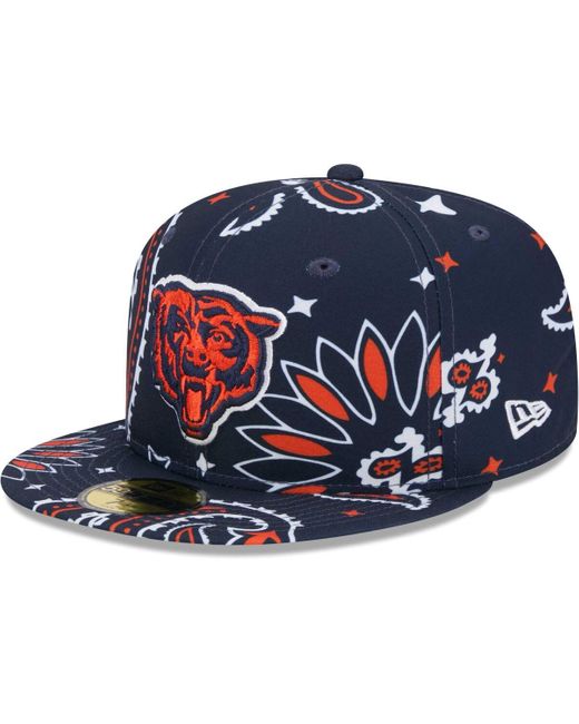 KTZ Blue Chicago Bears Paisley 59fifty Fitted Hat for men