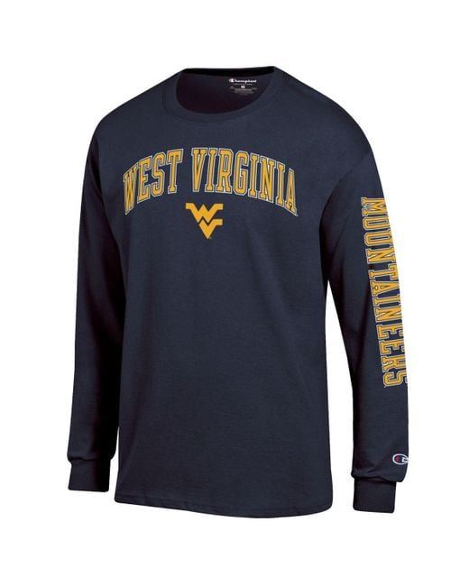 Champion Blue West Virginia Mountaineers Arch Over Logo 2-hit Long Sleeve T-shirt for men