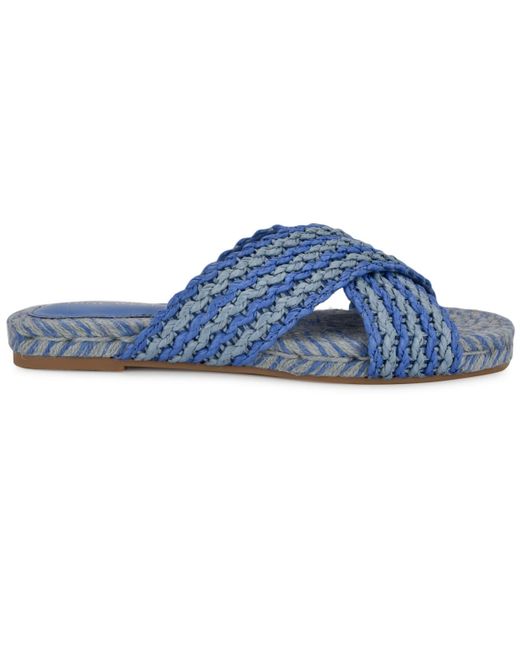 Nine West Blue Animay Woven Slip-on Flat Sandals