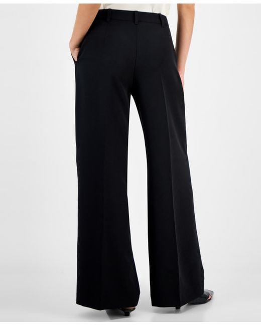 Boss Blue Pleated Wide-leg Pants