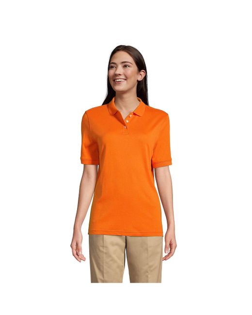 Lands' End Orange School Uniform Short Sleeve Interlock Polo Shirt