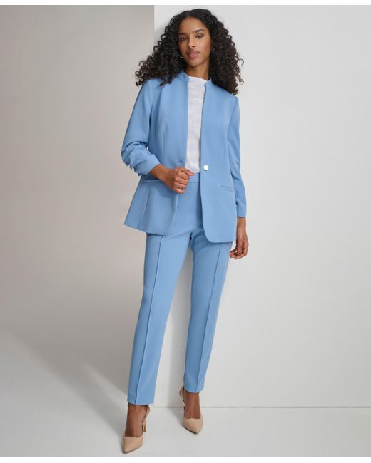 Calvin Klein Blue Stand-collar Single-button Blazer