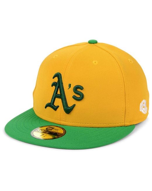 KTZ Yellow Oakland Athletics Cooperstown Flip 59fifty Fitted Cap for men