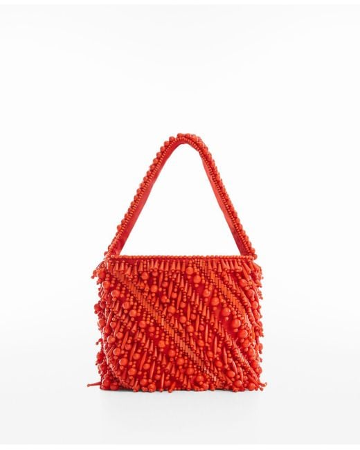 Mango Red Combined Beads Handbag