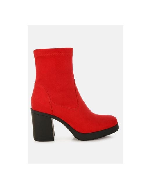 LONDON RAG Red Enito Microfiber Sock Boots