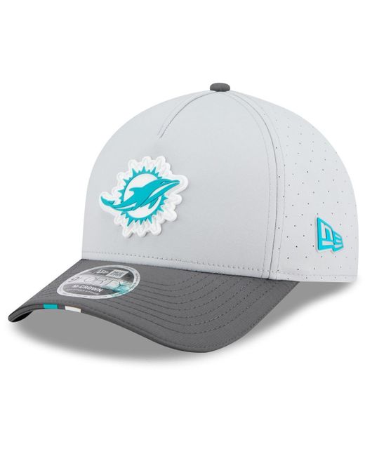 KTZ Blue Gray/graphite Miami Dolphins 2025 Nfl Training Camp A-frame 9forty Adjustable Hat for men
