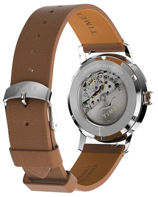 Timex Gray Mechanical Automatic Leather Strap Watch for men