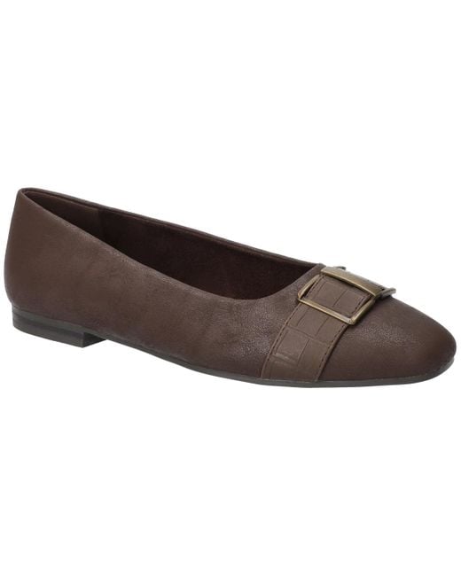 Easy Street Brown Keely Square Toe Ballet Flats