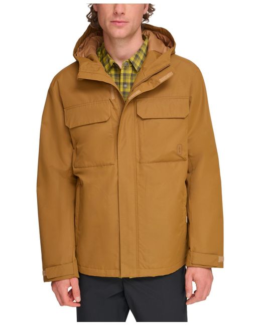 BASS OUTDOOR Brown Performance Hooded Pocket Jacket for men