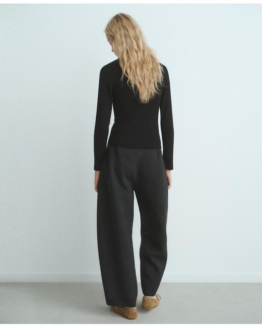 Mango Black Jewel Button Ribbed Sweater