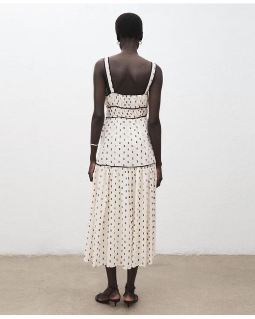 Mango White Plumeti Midi Dress