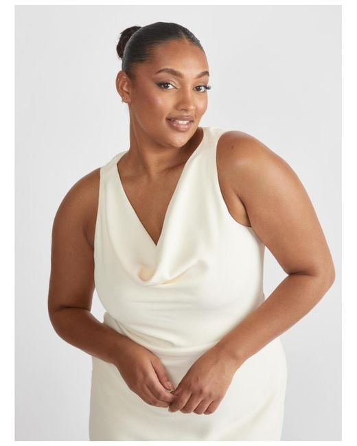 Six Stories White Cowl Front Crepe Bridesmaid Dress