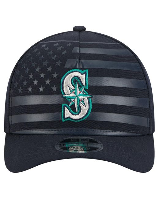 KTZ Blue Seattle Mariners American Flag 9forty M-crown A-frame Adjustable Hat for men