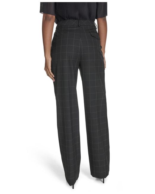 Calvin Klein Black Petite toggle-tab Windowpane-print Pants